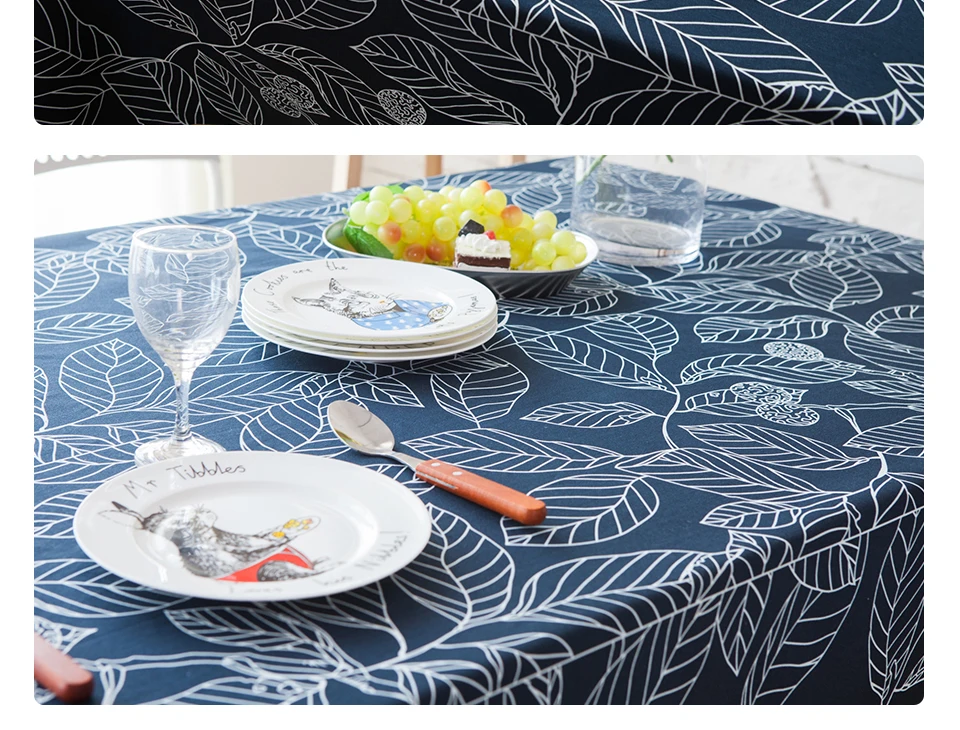 CANIRICA скатерть для кухонного стола прямоугольная скатерть для столовой домашний декор темно-синий пасторальный цветочный Мантел Меса