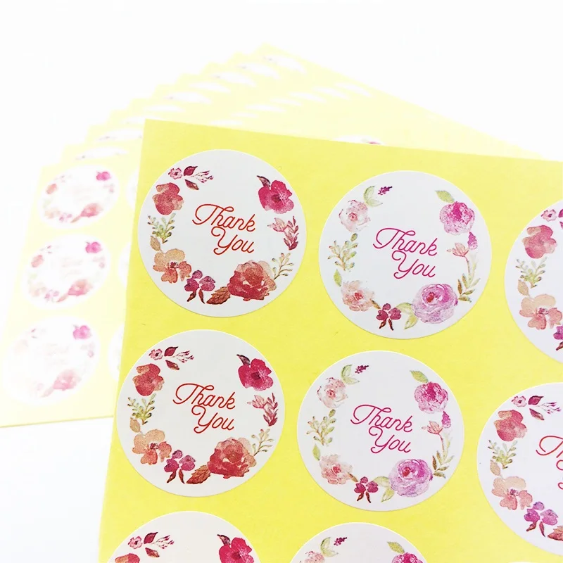 

1200 Pcs/lot Thank you Sealing Packaging Sticker Flower Hoop DIY Stickers Cake Baking Labels Party Decoratie Scrapbooking