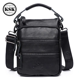 Men Genuine Leather Bag Messenger Bag Shoulder Bags For Men Luxury Handbag Crossbody Bags Vintage Flap Leather Handbag KSK - Цвет: black 68225