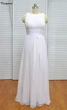 Sheath Chiffon Wedding Dresses Bridal Gowns Sleeveless 2017 Scoop Pleath Plus Size Church Long Wedding Dress plus size flower sleeveless dress
