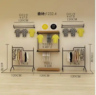 Полка для магазина, витрина, настенный составной шкаф, физический магазин, дизайн, магазин одежды, витрина, детская одежда