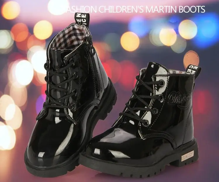 Детская обувь; Осень-зима г.; детская Корейская версия ботинок martin; кожаные водонепроницаемые ботинки для мужчин и женщин