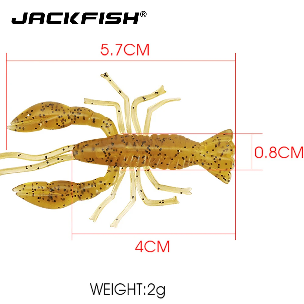 JACKFISH Мягкая приманка 57 мм/2 г Светящиеся креветки рыболовная приманка Aritificial силиконовая рыболовный червь бас рыболовная приманка