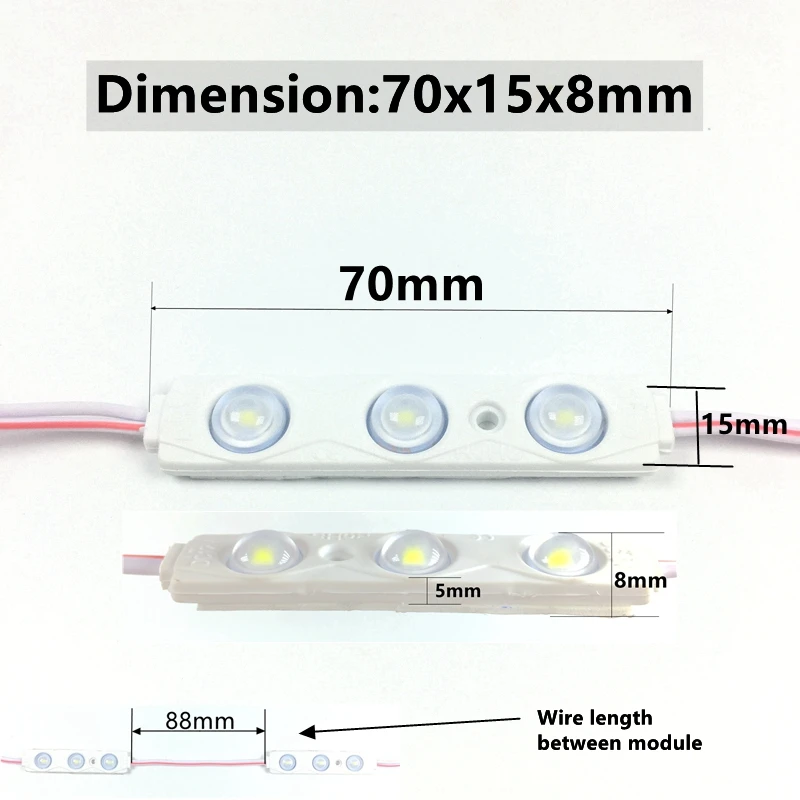 Чистый белый DC12V SMD 2835 литья под давлением модуль высокой мощности 3 светодиода 1,8 Вт большой угол обзора 160 dgree Водонепроницаемый светодиодный знак