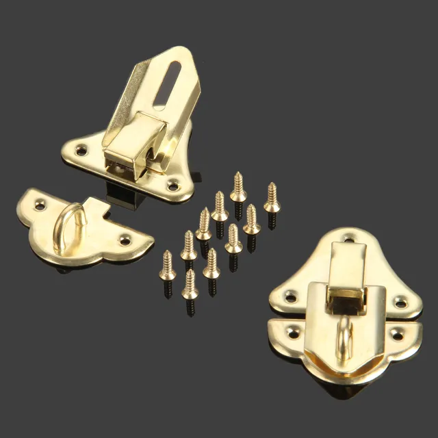 2Pcs Antique Gold Box Latches Decorative Hasp Latch Toggle for Jewelry