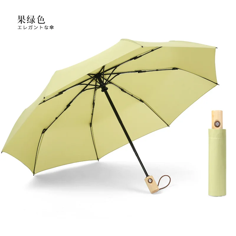 Простая простая ветровая ручка из плотной древесины винтажный nan nv трехскладной Зонт shang wu san Зонт с логотипом по спецзаказу рекламный зонт - Цвет: Зеленый