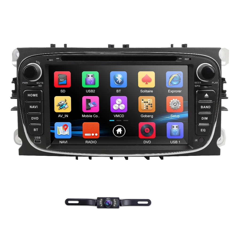 Cheap 2 Din 7 inch Car DVD Player For Ford Focus 2 S-Max C-Max Mondeo 4 Galaxy Kuga 2008-2010 GPS Auto Radio Mirror link RDS DAB+ OBD2 3