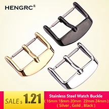HENGRC металлические часы ремешок пряжка 18 20 22 24 мм для мужчин серебристый, черный нержавеющая сталь застежка интимные аксессуары