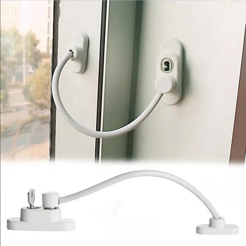 

Lockable Window Security Cable Lock Door Safety Restrictor Child Room Window And Door Security Restrictor with Key