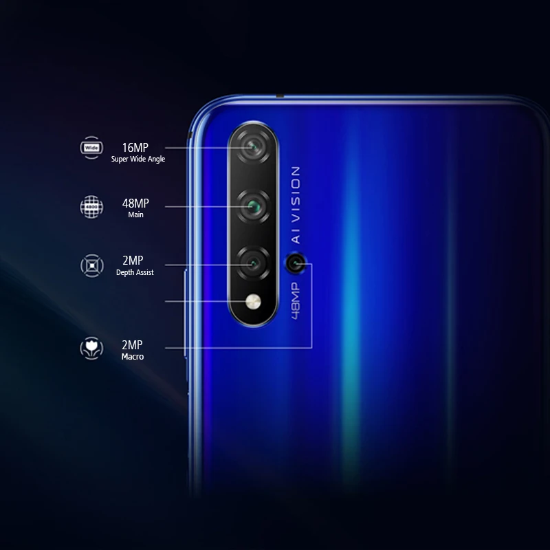 Google Play Honor 20 128 ГБ/256 Гб мобильный телефон 6 26 дюймов NFC 48MP + 16MP камера Kirin 980