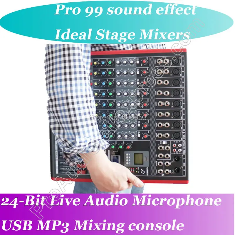 

MICWL 8 Channel Microphone Mixing Console 99 Audio effect 24-Bit USB Studio Processor Ideal Mixer for Stage