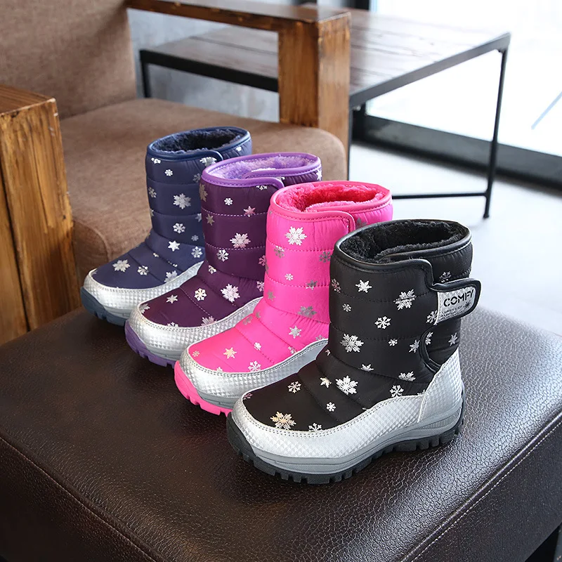 

AFDSWG winter shoes for boys snow boots girls thick warm plush black high tube snow boots children purple snow boots boy