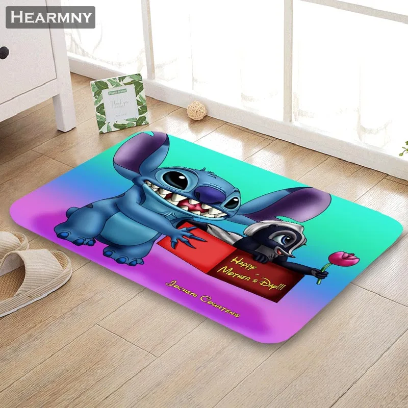 

HEARMNY New Arrival Doormat Lilo And Stitch Home Mat Machine Made Anti Slip Carpet Living Room/Hallway Bath Mat For Kids Gift