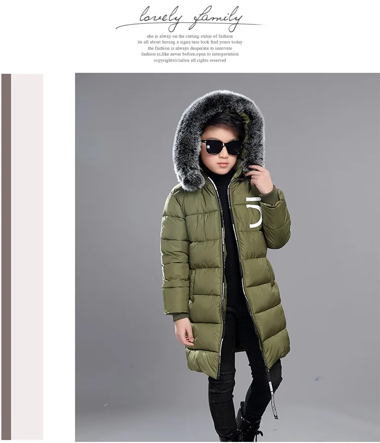 Children Winter Warm Jackets Boys Big Fur Collar Hooded Cotton Jacket Children Casual Thickenging Outerwear Coats