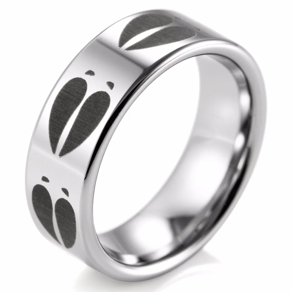 Shardon 8mm Animal Deer Track Print Ring Engraved Flat Tungsten Shardon 8mm Animal Deer Track Print Ring Engraved Flat Tungsten Outdoor Wedding Band And Engagement Jewelry In Bands From