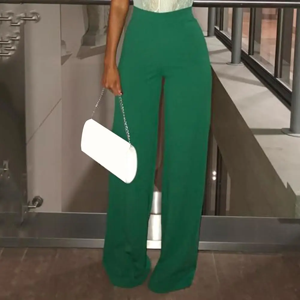 

New Lady Fashion Loose Wide-leg Crop Elastic High Waist Casual Pants Harem Pants Women Solid Streetwear Baggy Wide Leg Trousers