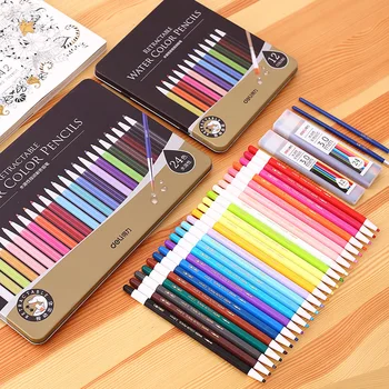 

1 Steel Box 12Colors Water Colored Pencil 3.0mm Retractable Automatical Pencil For Kids And Students Deli 6507