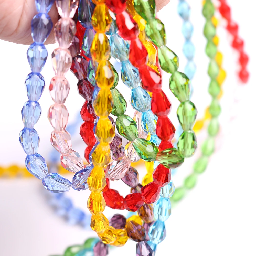 38 Inch Long 6x8mm AB Multicolor Crystal Beads Necklace AAA+ 38 Inch Long 6x8mm AB Multicolor Crystal Beads Necklace AAA+