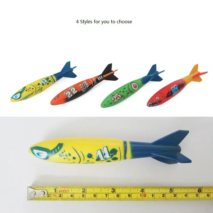 4x Underwater Torpedo Rocket Swimming Pool Toy Swim Dive Sticks Kids Toy 