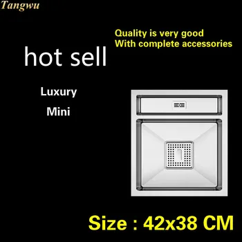 Online Free Shipping Standard Mini Household Kitchen Manual Sink Single Trough Durable 304 Stainless Steel Mini Hot Sell 42x38 CM