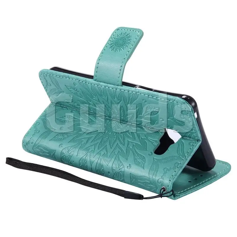 Embossing Sunflower Leather Wallet Case for Samsung Galaxy A3 2016 A310 - Green