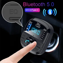 JINSERTA Latest Bluetooth 5.0 Car FM Transimtter QC3.0 Quick Charger Type-c FM Modulator TF USB Pendrive Music Car MP3 Player