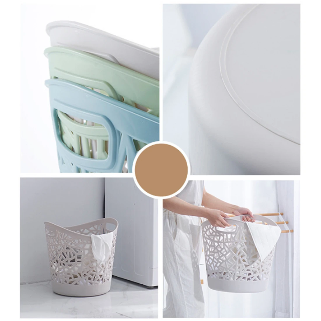 HIPSTEEN البلاستيك الجوف سلة الغسيل المنزلية تخزين الملابس سلة