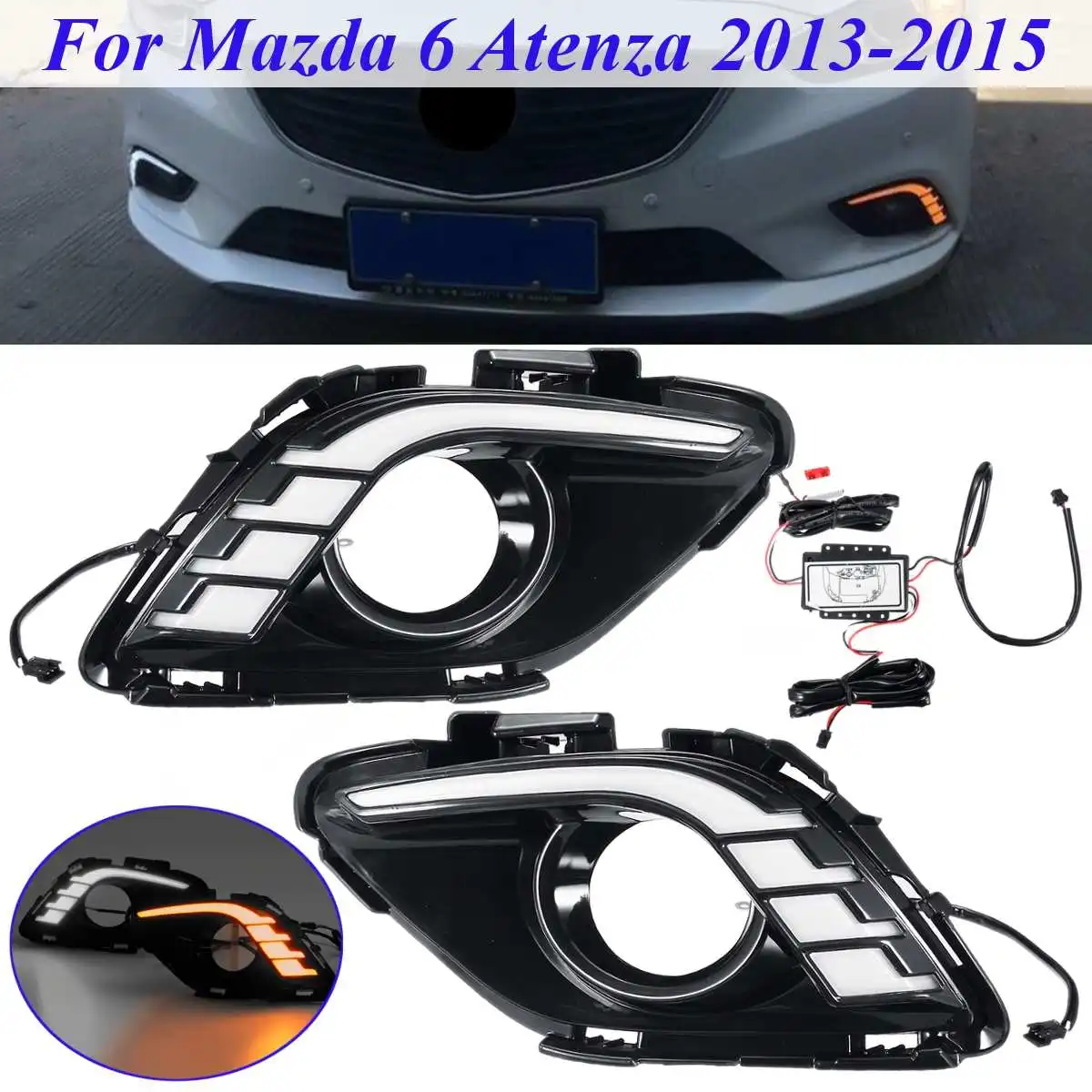  Car Daytime Running Lights LED DRL Daylight Fog light cover For Mazda 6 for Mazda6 For Atenza 2013  - 32996731376