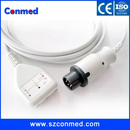 Compatibe Новый Mindray MEC1000 MEC2000 PM7000 PM8000 PM9000 6 штифтов ecg trunk кабель 5/3 свинца с CE
