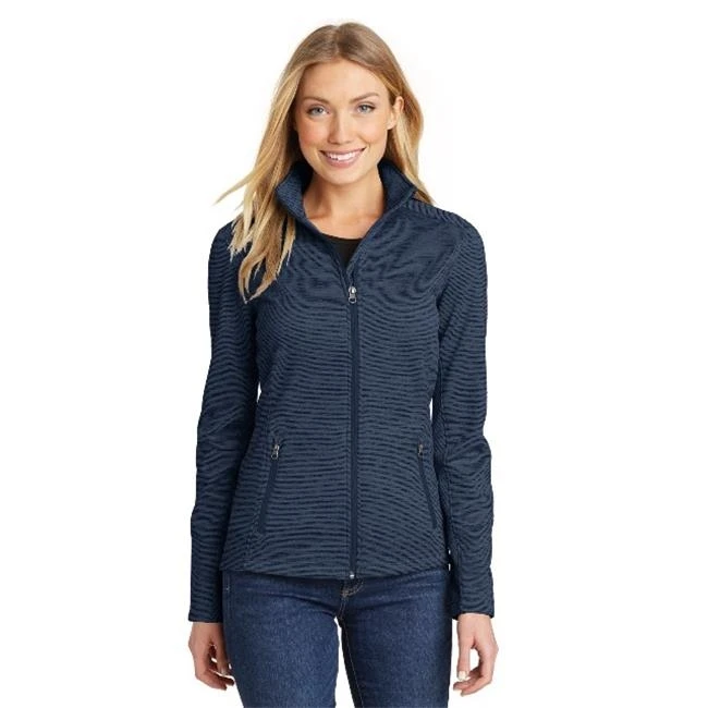 Port Authority L231 Ladies Digi Stripe Fleece Jacket Navy - Extra Large