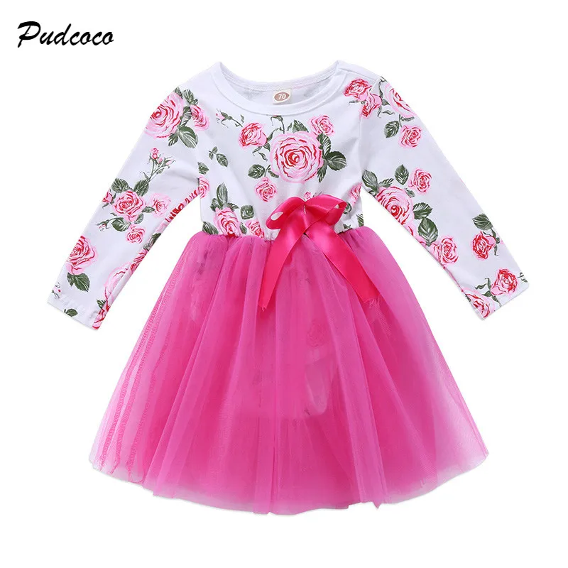 0 18M Lovely Newborn Baby Dress Long Sleeve Floral Romper Patchwork ...