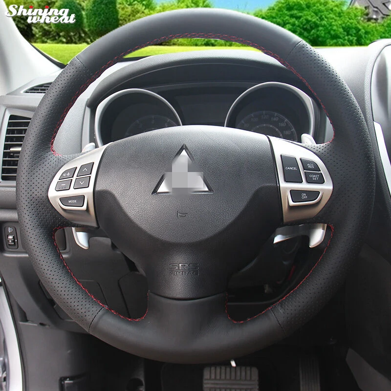 Чехол на руль из черной кожи BANNIS для Mitsubishi Lancer EX 10 X Outlander ASX Colt Pajero Sport|Чехлы руль| |