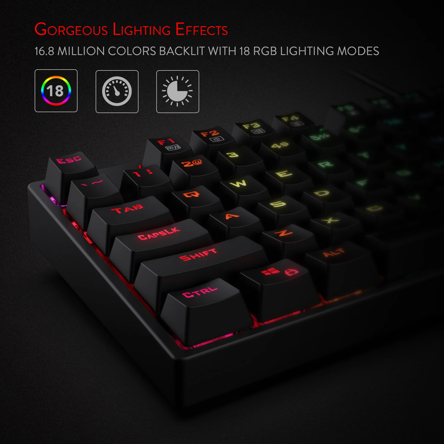  Redragon K582 SURARA RGB LED Backlit Mechanical Gaming Keyboard with104 Keys -Linear and Quiet- Red