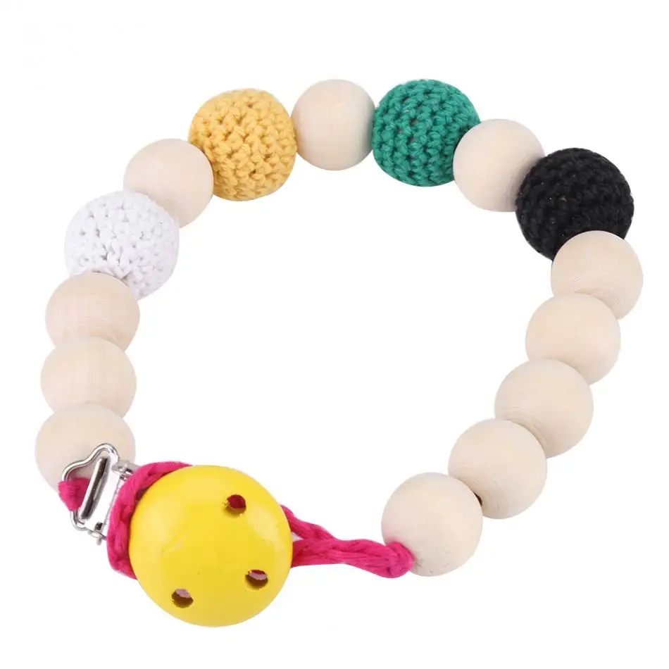 Младенческой Соски soother Holder крючком деревянные Бусины металлической цепочкой Клип душа ребенка Кормление игрушка