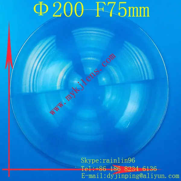 

diameter 200 focus 75mm round optical glass fresnel lens for stage light,traffic light, LED light ,follow spot,free shipping