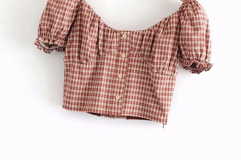 Hot sale AAZZ40-9333 European and American fashion style grain square collar blouse