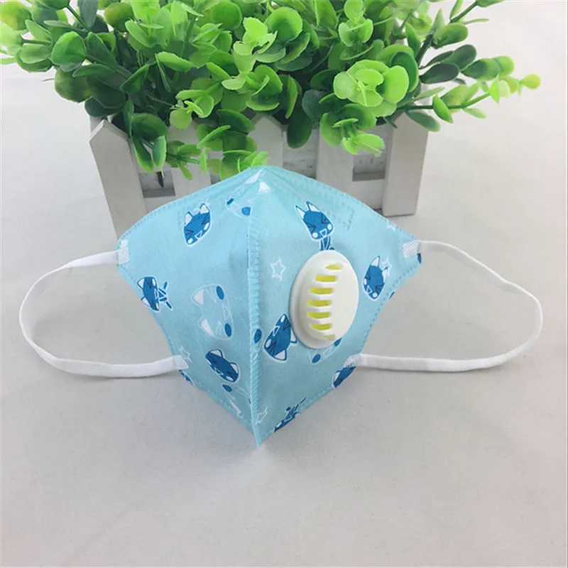 5 2pcs Children Vertical Printing Non Woven Anti Fog Dust Mask Valved Folding Type Cartoon Disposable Respirator - Цвет: 5