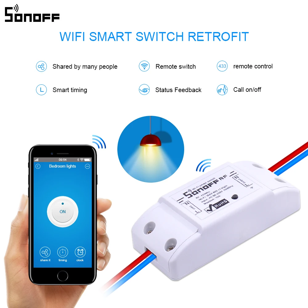 Оригинальная посылка Sonoff RF WiFi умный переключатель дистанционного управления Интеллектуальный беспроводной Таймер светильник энергосберегающий iOS Android