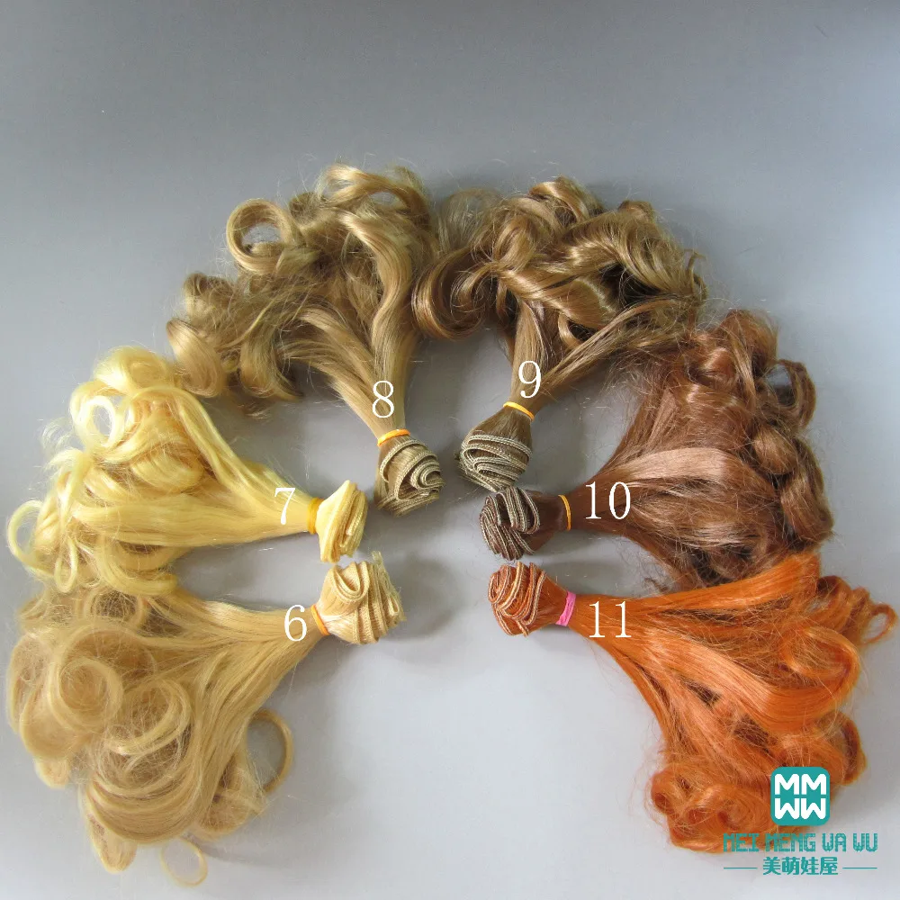 

1pcs 15cm&25cm Pear curls bjd hair for doll 1/3 1/4 BJD doll wigs Brown black light golden khaki