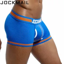 JOCKMAIL, Брендовое нижнее белье, мужские боксеры, сетка, u-образный мешочек, сексуальные подштанники, Cueca, хлопковые трусы, боксерские шорты для геев, мужские трусы