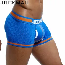 JOCKMAIL Brand Underwear Men Boxer Mesh U Pouch Sexy Underpants Cueca Cotton Pants Trunks Boxer shorts Gay Male Panties Hot