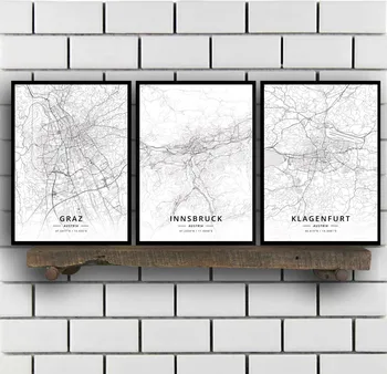 

Graz Innsbruck Klagenfurt Linz Salzburg Vienna Austria Map Poster