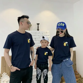 

Summer Family Look Cartoon 100% Cotton T-Shirt Family Matching Outfits Dad Mom Daughte Son Lovely Clothes Fashion TShirt Tops