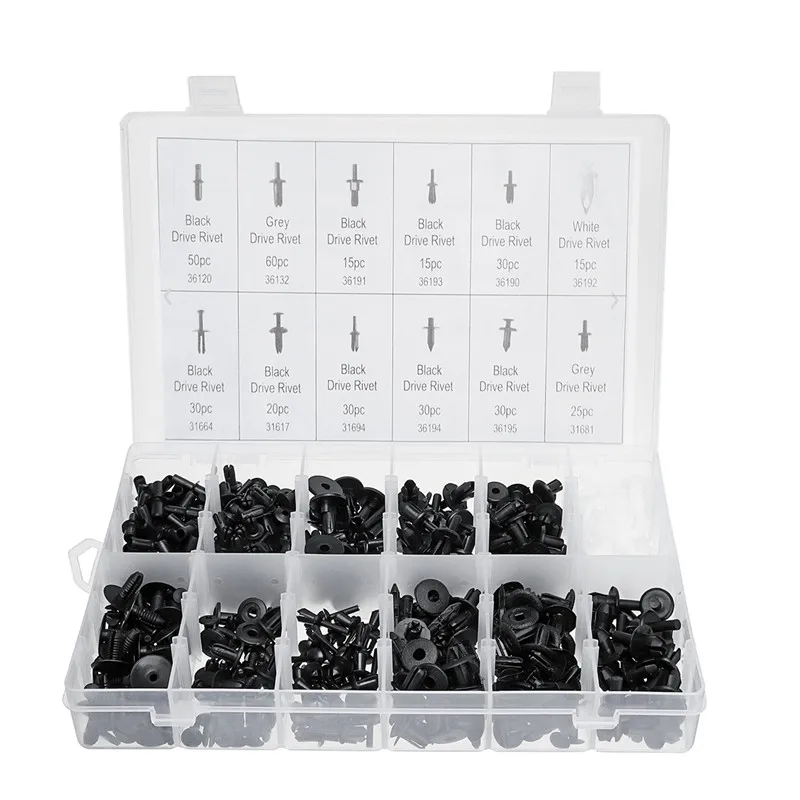 

350pcs Plastic Car Repair Rivets Pin Fastener Screws Push Assortment Kit