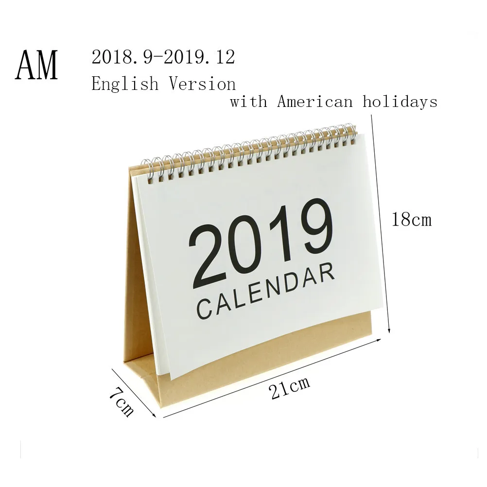 1x2019 Настольный календарь еженедельник, Ежемесячный план, список, настольный календарь, ежедневный календарь, простой стиль, настольный календарь - Цвет: American Middle