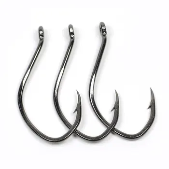 100PCS High Carbon Steel Black Nickle Catfish Hook Big River Bait Hook Sea Fishing Hooks 6 8 1/0 2/0 3/0