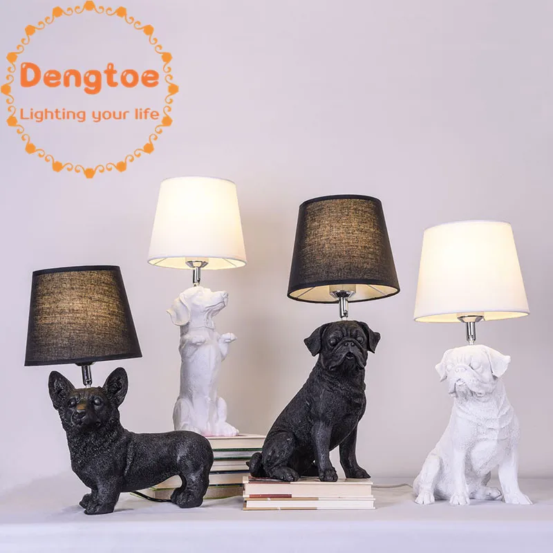Dengtoe Modern Resin Dog Table Lamp Lamp Pug Boston Beagle Lamp