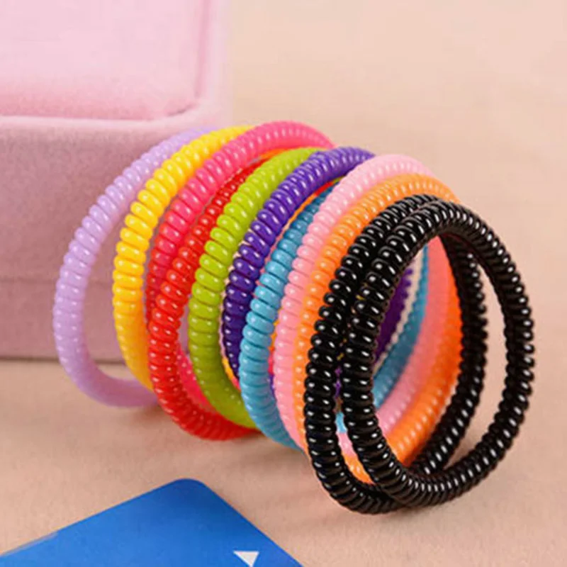 جديد حار 1 PC/5 PCS سيدة الملونة سلك الهاتف البلاستيك الحبال سوبر رقيقة المطاط النساء رباط شعر الفتيات الشعر الحبال الشعر العلاقات