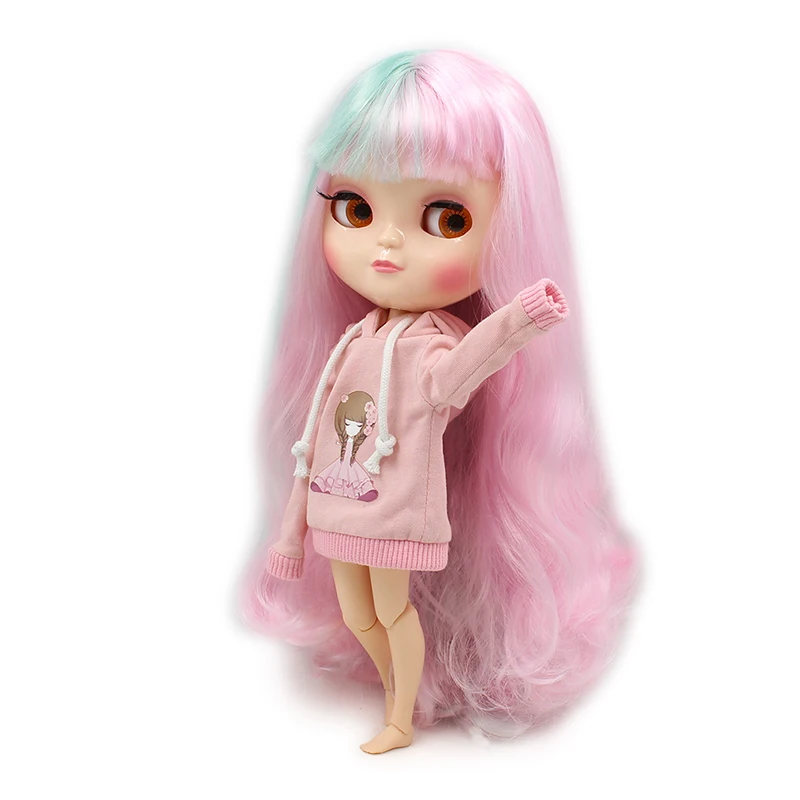 

ICY DOLL with small breast azone body 280BL1017/4006 mint green mix pink hair 1/6 30cm