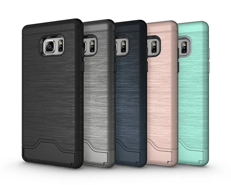 

For Samsung Galaxy Note FE Case Shockproof TPU PC Dual Layer Brushed Armor Note 7 Fan Edition Case Card Slot Stand Funda (S0712)